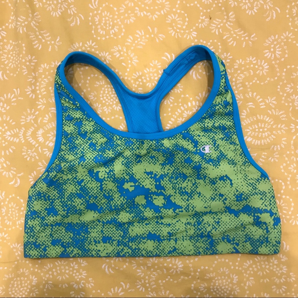 Champion Blue Green Patterned Sports Bra
